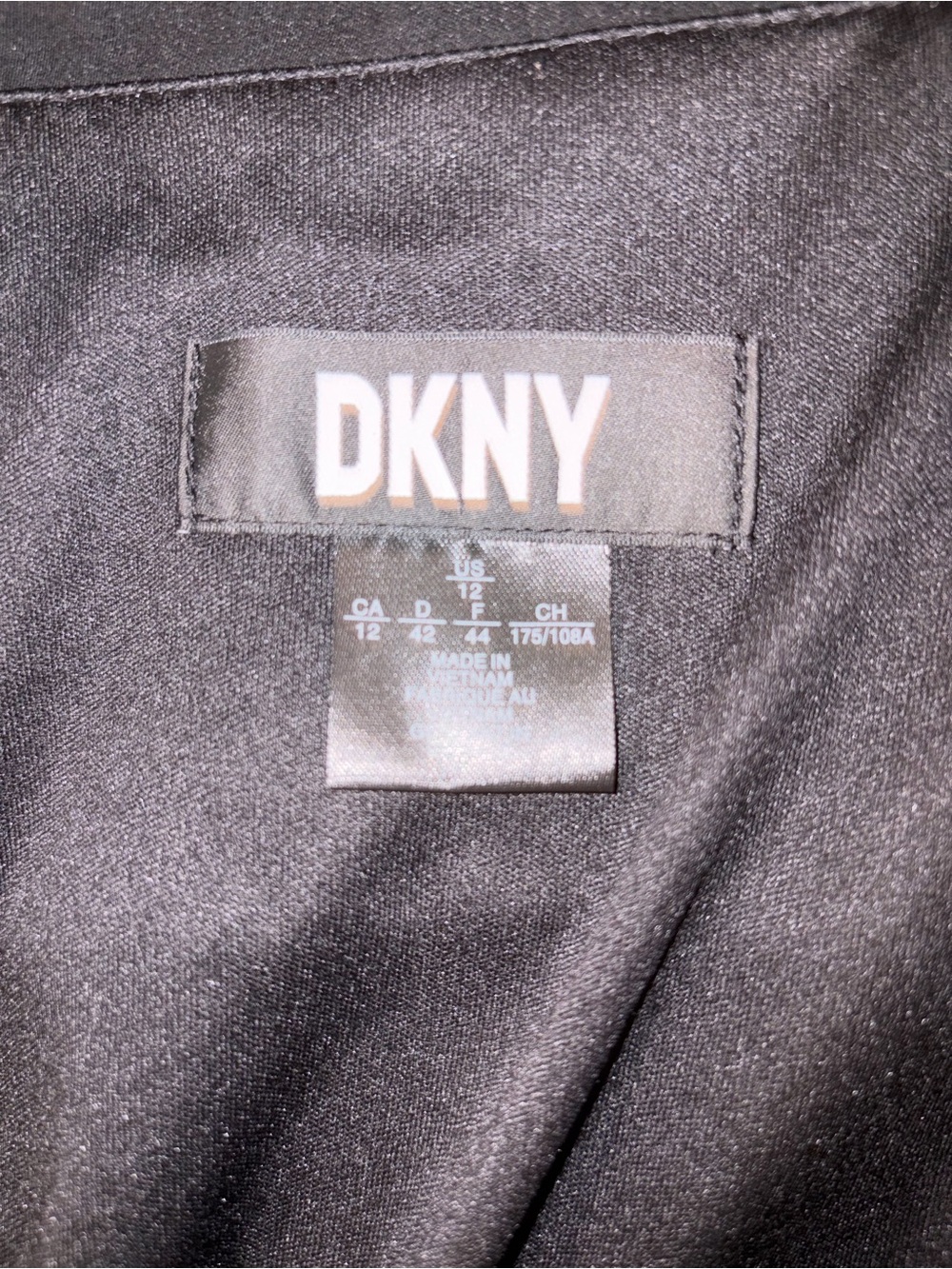 DKNY Wrap Front Long Sleeve Mini Dress Black Tie Waist Collared Size 12 - Picture 4 of 4